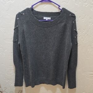 Eighty Eight Women's Dark Gray Sweater with Eyelet Accents